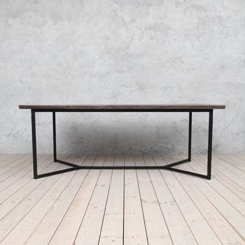 London Brown Live Edge Oak Industrial Dining Table, 3 of 5