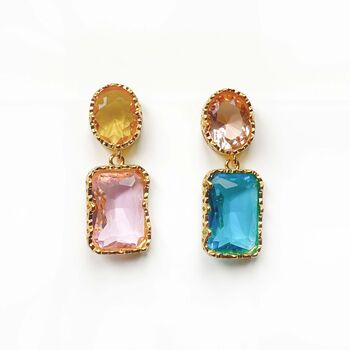 Colourful Mismatch Faceted Jewelled Earrings, 2 of 2