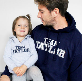 'Team Surname' Father And Child Hoodie Set, 2 of 6