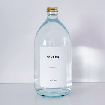 Clear Glass Bottle With Screw Lid And Personalised Waterproof Label, 8 of 9