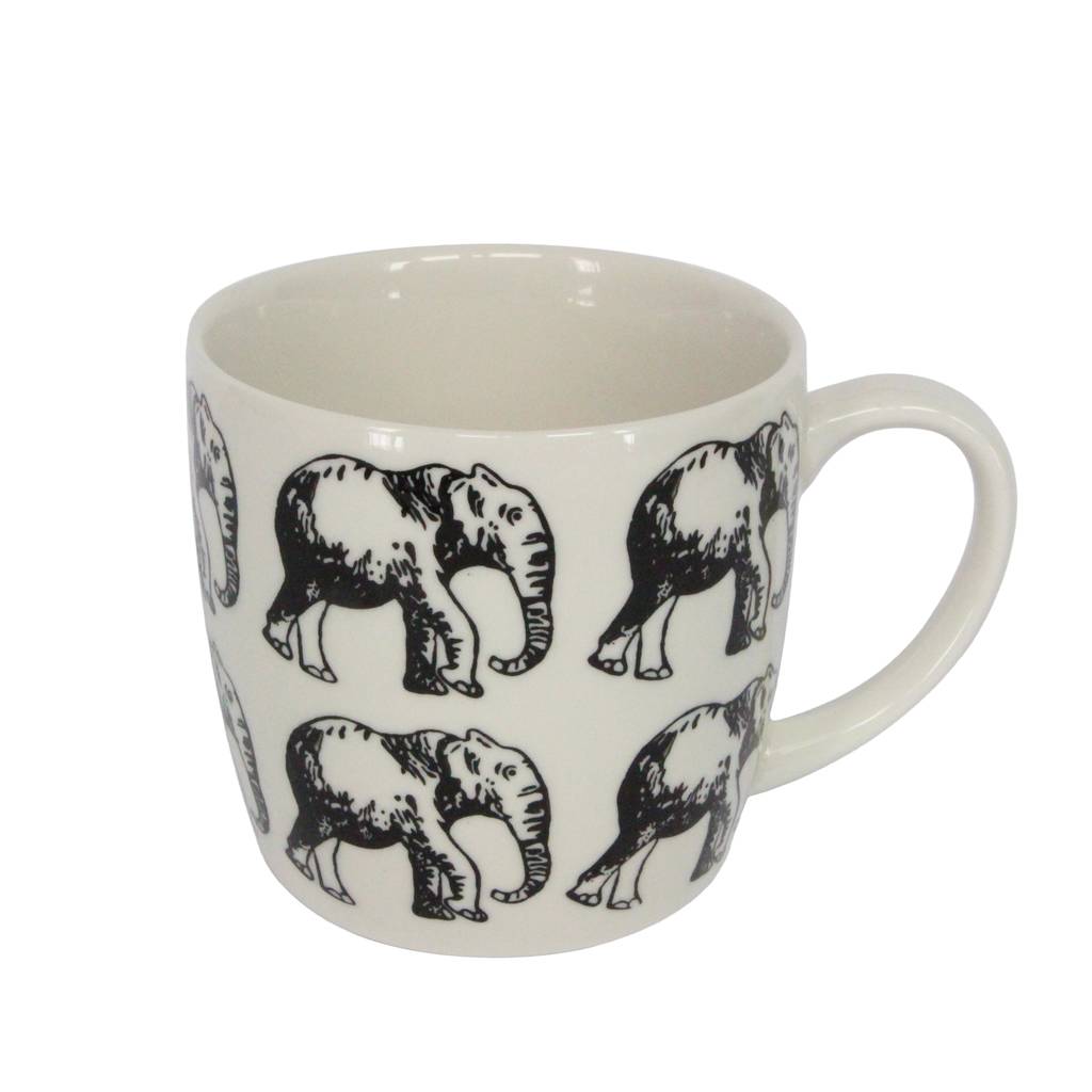 monochrome elephant mug by the contemporary home | notonthehighstreet.com