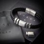 Men's Adjustable Black Leather Bracelet | Genuine Thick Double 6mm Woven Leather With Stainless Steel Snap Clasp, thumbnail 1 of 6