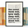Virginia Woolf 'Dined Well' Quote Print, thumbnail 1 of 6