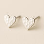 Silver Plated Hammered Heart Stud Earrings, thumbnail 1 of 5