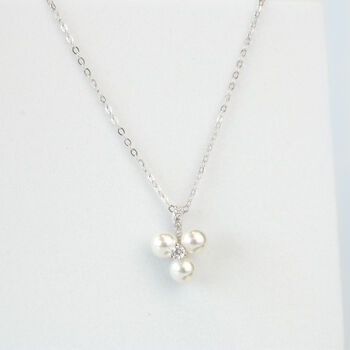Sterling Silver Pearl Cluster Pendant Necklace, 3 of 4