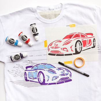 Super Sports Car Kids T Shirt Painting Starter Kit, 6 of 10