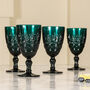 Set Of Four Blue Art Deco Wine Goblets, thumbnail 1 of 5
