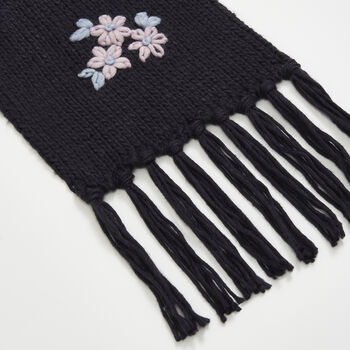 Forget Me Not Knitted Navy Scarf, 4 of 5