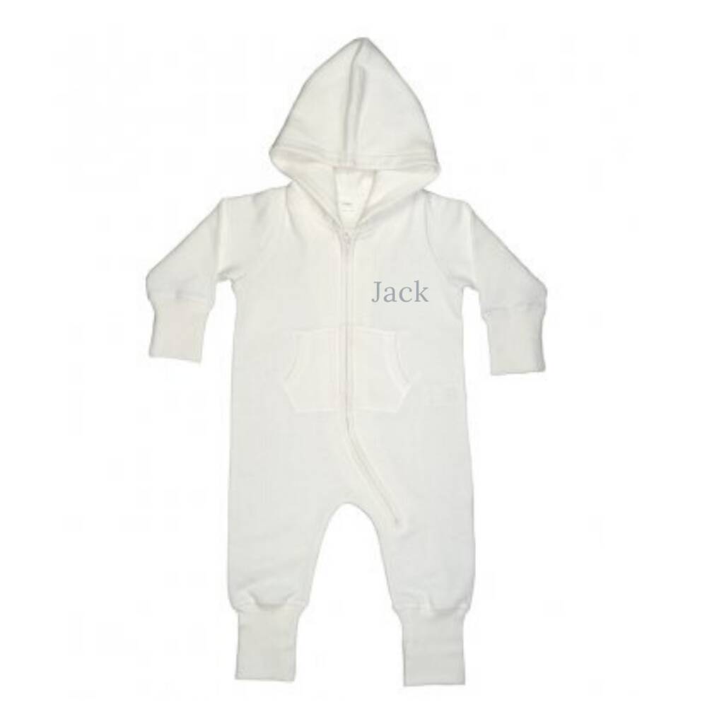 Personalised Baby Hooded Onesie Monogram Gift By Mimi & Thomas