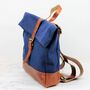 Mini Kids Canvas And Leather Rolltop Backpack, thumbnail 4 of 5