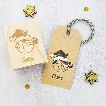 Personalised Christmas Character Woman Rubber Stamp, 4 of 5