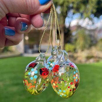 Hand Painted Glass Easter Eggs Set Of Three, 3 of 7