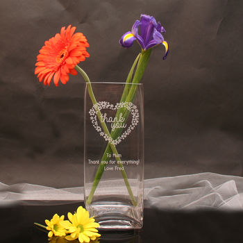Engraved Vase Thank You Heart Design, 2 of 3