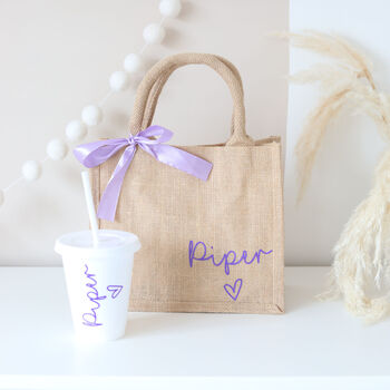 Personalised Mini Jute Bag And Cold Cup Set, 6 of 9