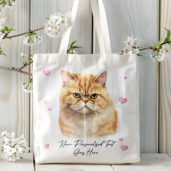 Personalised Tote Bag Cat With Love Hearts. 20 Different Breeds, 7 of 12