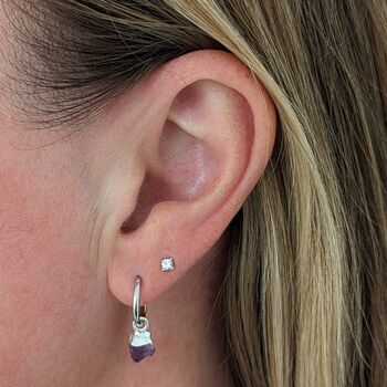 February Birthstone Earrings, Amethyst, Silver, 3 of 7