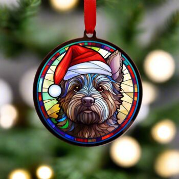 Cairn Terrier In Santa Hat Suncatcher Decoration, 2 of 6