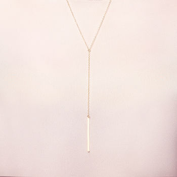 Long Lariat Bar Necklace, In 14k Gold Fill, 2 of 3