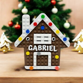 Personalised Lego Compatible Gingerbread House Christmas Tree Ornament, 5 of 5