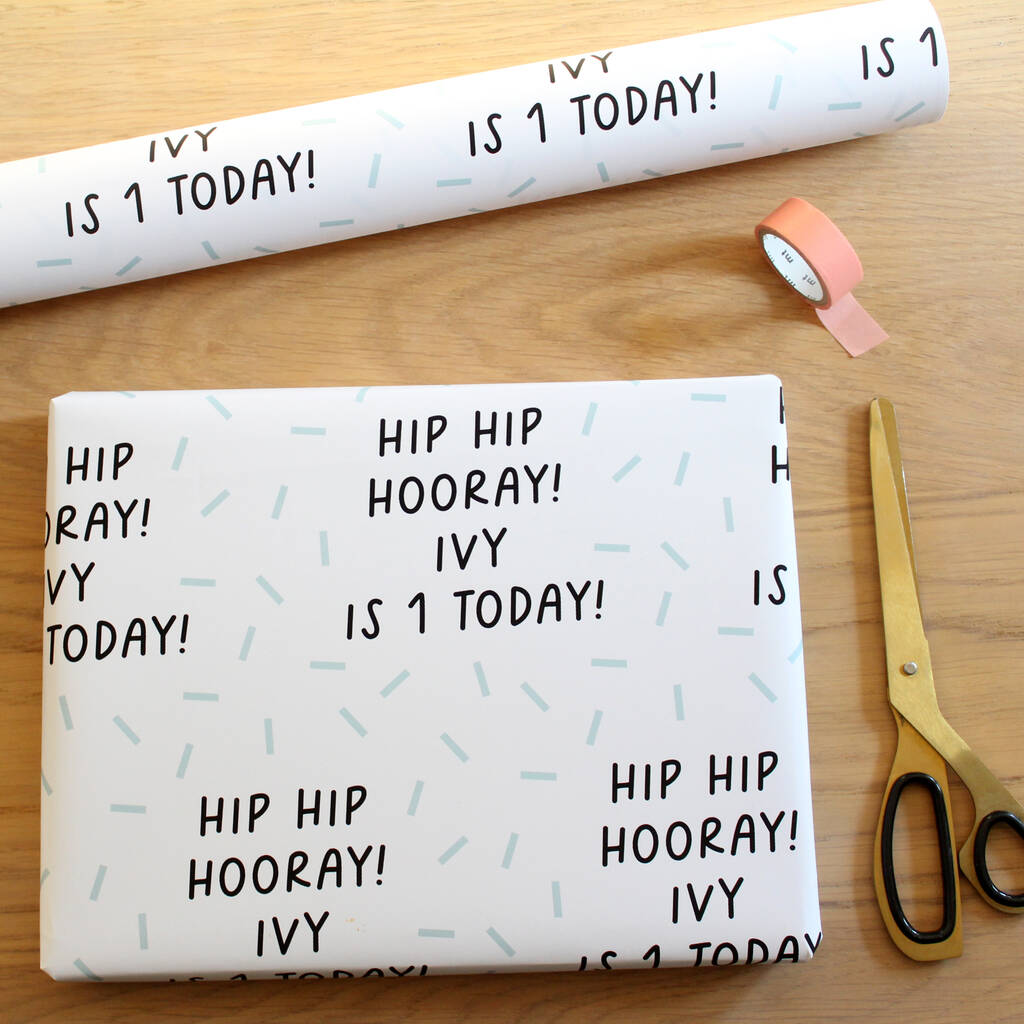 Hip Hip Hooray, Personalised Birthday Wrapping Paper