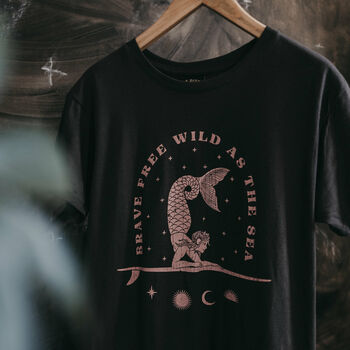 Womens 'Mystic Mermaid' Black T Shirt, 2 of 6