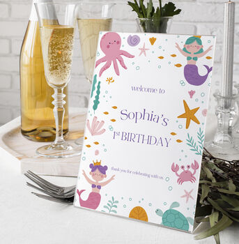 Mermaid Birthday Welcome Party Sign, 3 of 3