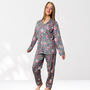 Grey And Pink Floral 100% Cotton Ladies Pyjamas, thumbnail 5 of 8