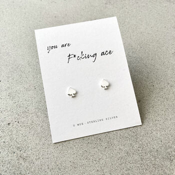 Ace Of Spades Silver Earrings With Original Haiku Poem, 2 of 6