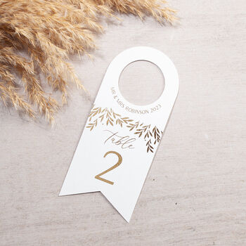 Gold Leaves Table Number Bottle Hangers, 3 of 3