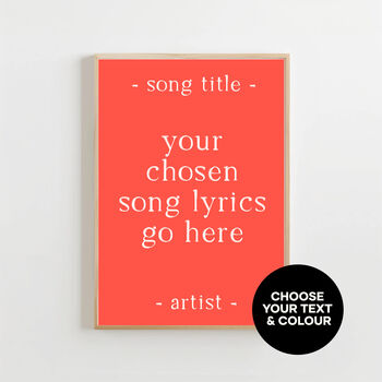 Custom Text Quote Song Art Print Personalised Poster, 5 of 7