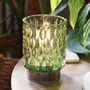 Green Embossed Glass And Brushed Gold Table Lamp, thumbnail 1 of 5