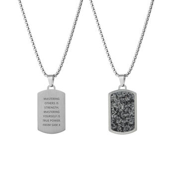 Personalised Men's Snowflake Obsidian Dog Tag Necklace, 5 of 8