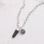 The En Pointe Black Tourmaline Gemstone Necklace, Silver, thumbnail 7 of 10