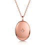 Large 18 K Rose Gold Plate Oval Clear Crystal Locket, thumbnail 1 of 10