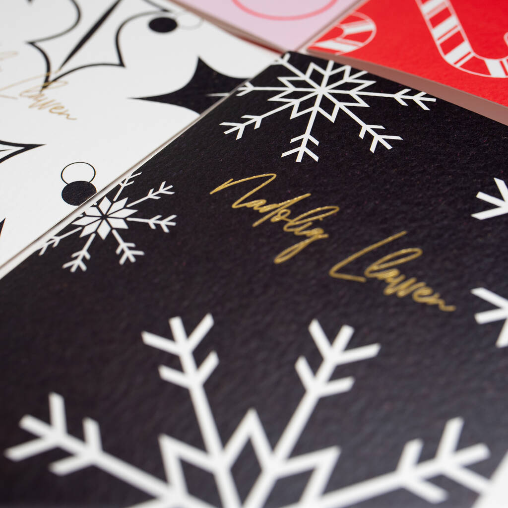 Nadolig Llawen | Snowflakes | Foiled Christmas Card By Mock Up Designs