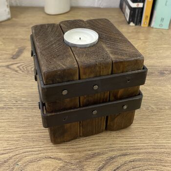 Handmade Reclaimed Wood Tealight Holder, 5 of 6
