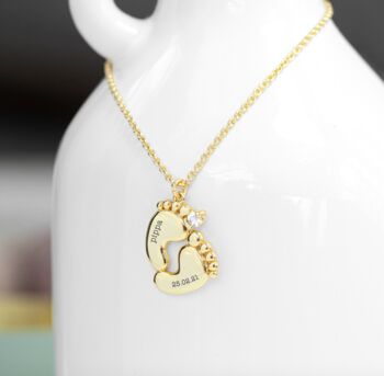 Personalised Silver Or Gold Plated Baby Feet Necklace, 5 of 5