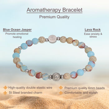 Blue Ocean Jasper Aromatherapy Bracelet With Relaxing Essential Oil, 6 of 8