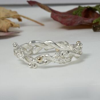 Entwined Silver And Solid Gold Forest Twig Ring, 2 of 10