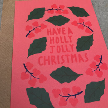 Holly Jolly Christmas Card Pink, 5 of 6