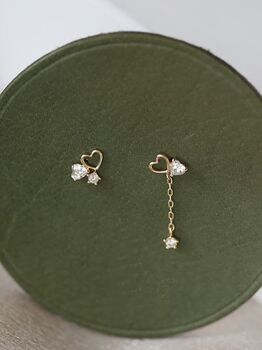 Gold Plated Chain Drop Love Heart Earrings, 4 of 5