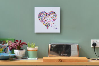 Multicoloured Butterfly Heart Print With Wall Mount, 3 of 4