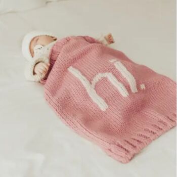 Pink Hand Knitted Hi Blanket, 2 of 9