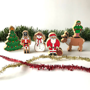 Set Of Six Wooden Toy Christmas Characters, 6 of 6