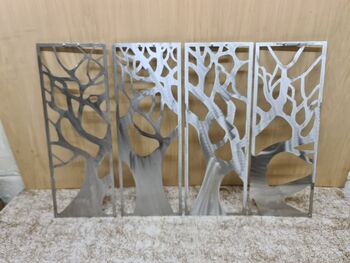 Modern Four Panel Metal Tree Wall Art Decoration, 10 of 11