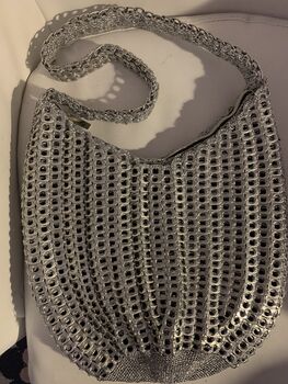 Sliver Skye Shoulder Bag Crocheted Metal Ring Pulls, 9 of 12