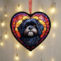 Shih Tzu Stained Glass Effect Heart Suncatcher, thumbnail 5 of 7