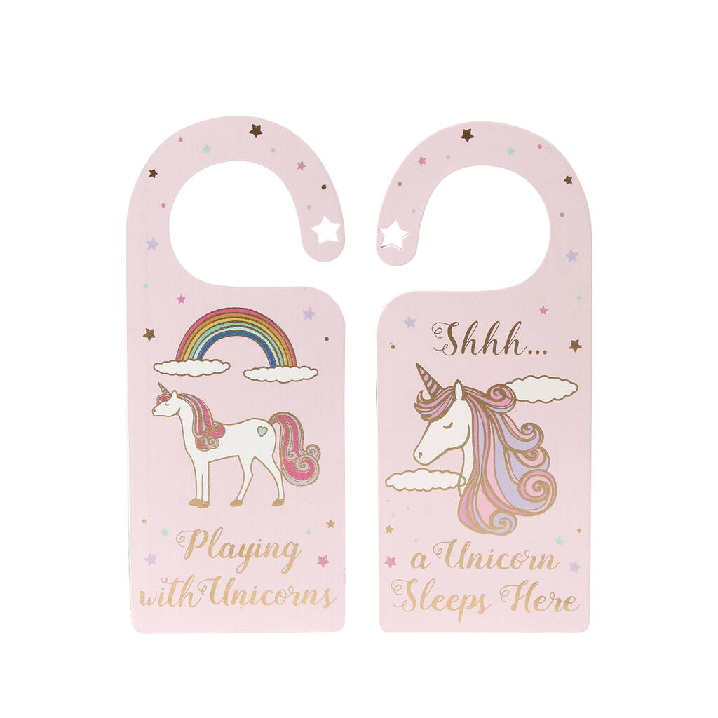 Unicorn Wooden Bedroom Door Handle Hanger By CGB Giftware