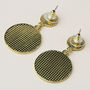 Black And White Striped Circle Drop Earrings, thumbnail 3 of 3