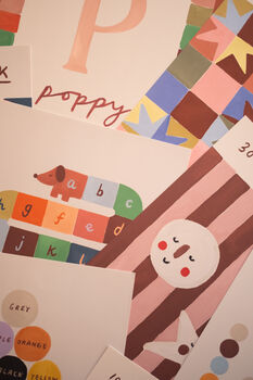 Personalised Illustrated Name Print With Moons, Stars And Stripes, 10 of 11